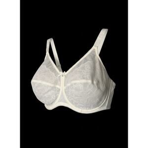 Elomi Plunge 42H White Lace Rhinstone Accent Bow Sheer Underwire Flirty Bra New